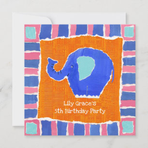 Personalized Elephant Birthday Invitation