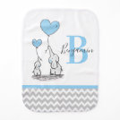 Personalized Elephant Blue Grey Chevron BOY Baby Burp Cloth Personalized Elephant Blue Grey Chevron BOY Baby Burp Cloth