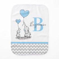 Personalized Elephant Blue Grey Chevron BOY Baby Burp Cloth Personalized Elephant Blue Grey Chevron BOY Baby Burp Cloth