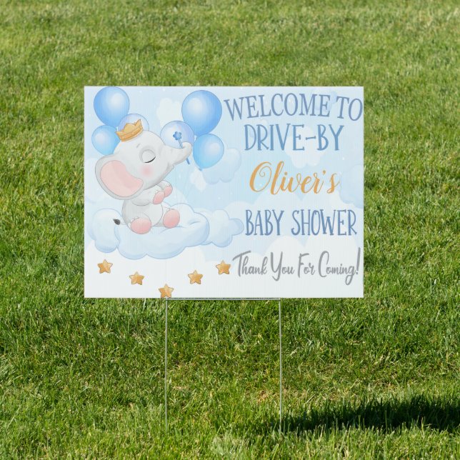 Personalized Elephant Boy Baby Shower Drive By  Sign (Insitu)
