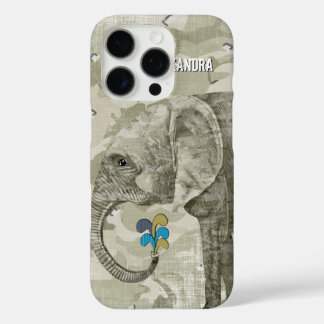 Personalized Elephant Camouflage iPhone 16 Pro Case