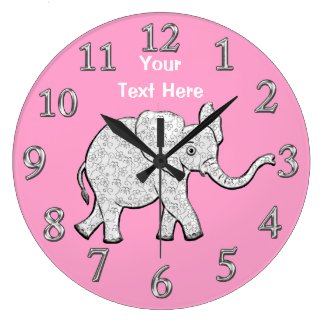 Personalized Elephant Clock Nursery Decor for Girl