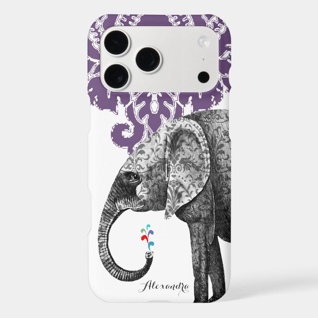 Personalized Elephant Damask  Case-Mate iPhone Case (Back)