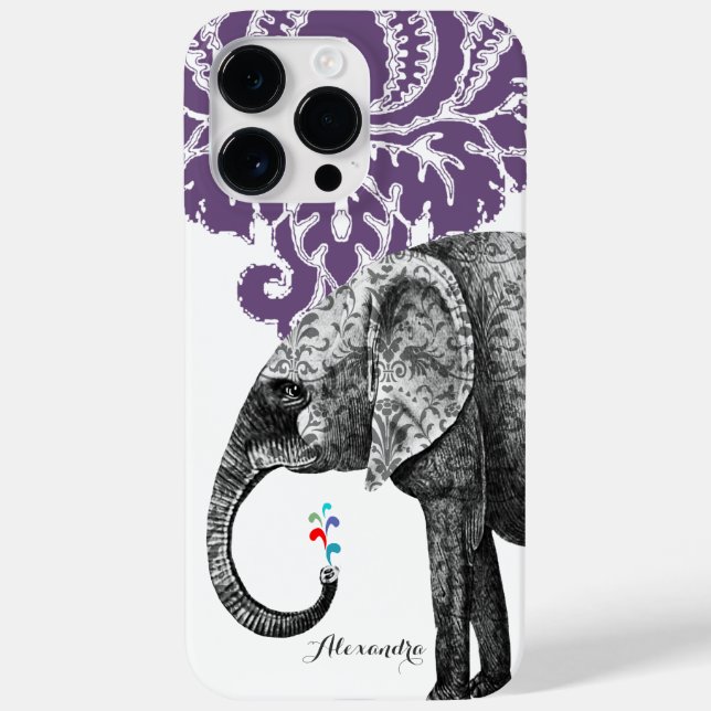 Personalized Elephant Damask  Case-Mate iPhone Case (Back)
