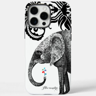 Personalized Elephant Damask  iPhone 16 Pro Max Case