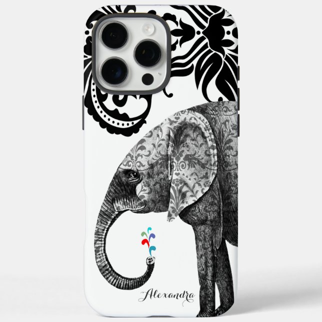 Personalized Elephant Damask  Case-Mate iPhone Case (Back)