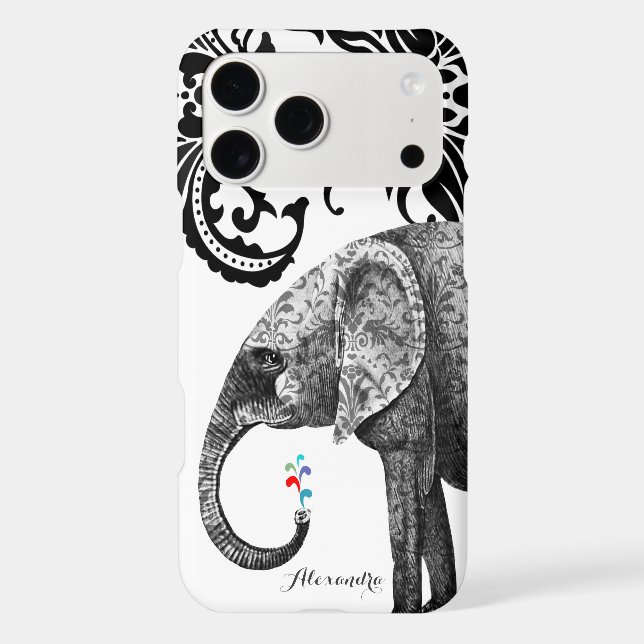 Personalized Elephant Damask  Case-Mate iPhone Case (Back)