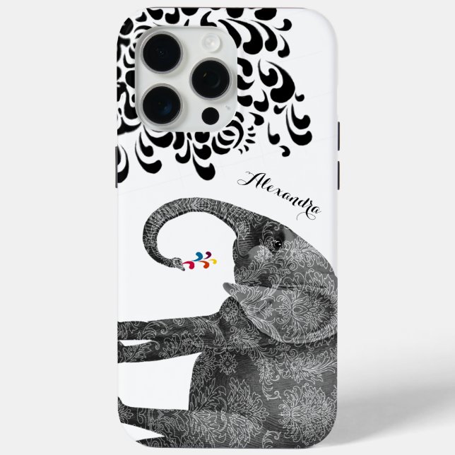 Personalized Elephant Damask iPhone 6 case (Back)