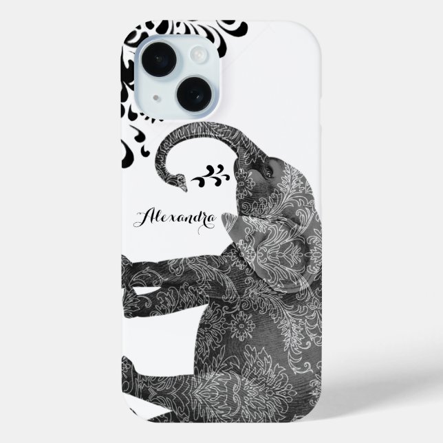 Personalized Elephant Damask iPhone 6 case (Back)