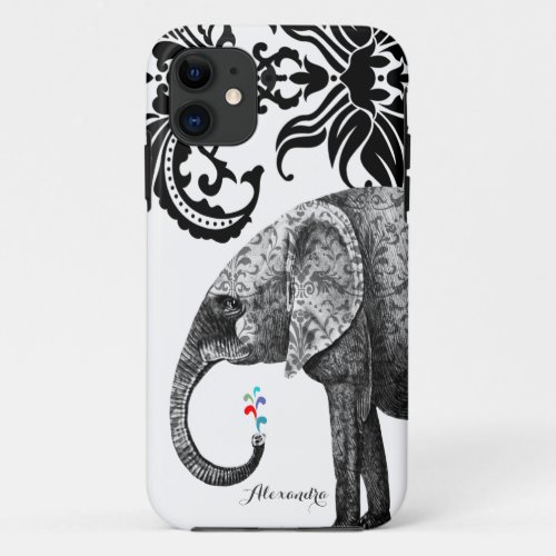 Personalized Elephant Damask iPhone 7 case