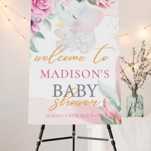 Personalized Elephant Elegant girl baby shower  Foam Board