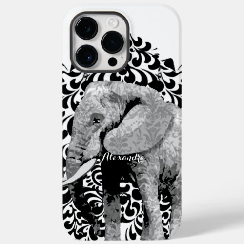 Personalized Elephant Floral Case_Mate iPhone 14 Pro Max Case