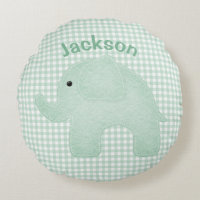 Personalized Elephant Green Plaid Gingham Nursery