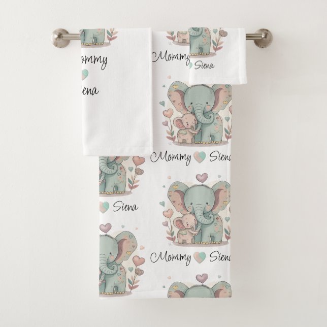 Personalized Elephant Love Towel Set (Insitu)