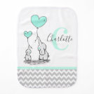 Personalized Elephant Mint Green Grey Chevron Girl Baby Burp Cloth Personalized Elephant Mint Green Grey Chevron Girl Baby Burp Cloth