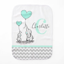 Personalized Elephant Mint Green Grey Chevron Girl Baby Burp Cloth Personalized Elephant Mint Green Grey Chevron Girl Baby Burp Cloth