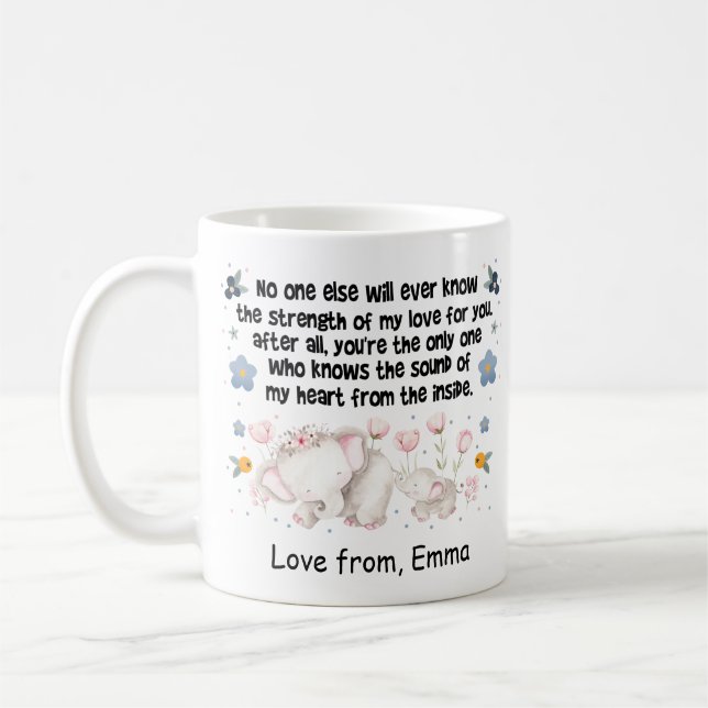 Personalized Elephant Mom Coffee Mug (Left)