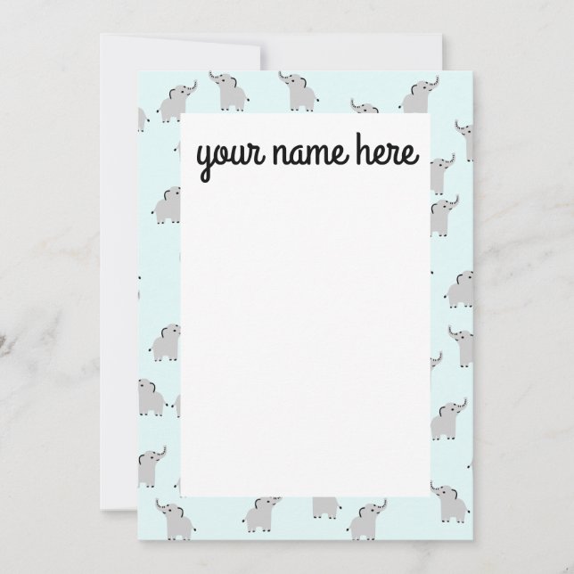 Personalized Elephant Notecards (Front)