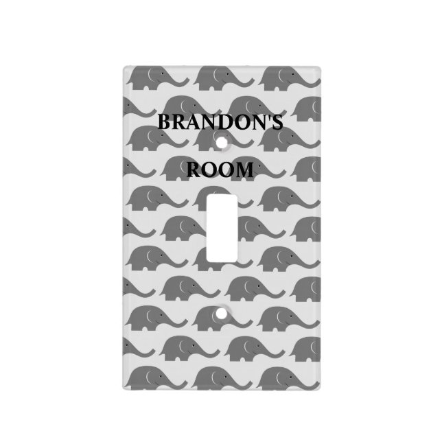 Personalized Elephant Pattern Baby Boy Nursery Lig Light Switch Cover (Front)
