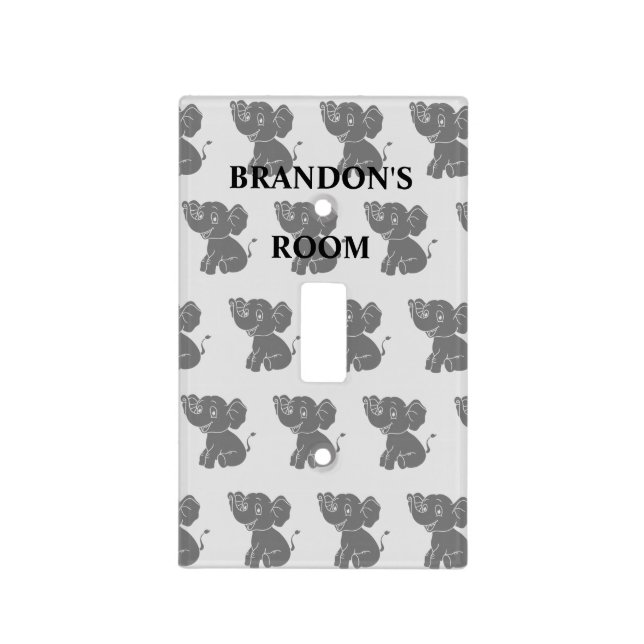 Personalized Elephant Pattern Baby Boy Nursery  Light Switch Cover (Front)