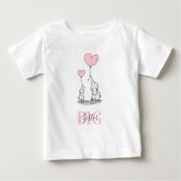 Personalized Elephant Pink Grey BIG SISTER Baby T-Shirt