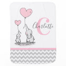 Personalized Elephant Pink Grey Chevron Girl Baby Blanket Personalized Elephant Pink Grey Chevron Girl Baby Blanket