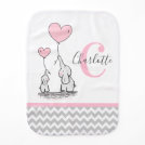 Personalized Elephant Pink Grey Chevron Girl Baby Burp Cloth Personalized Elephant Pink Grey Chevron Girl Baby Burp Cloth