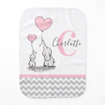 Personalized Elephant Pink Grey Chevron Girl Baby Burp Cloth Personalized Elephant Pink Grey Chevron Girl Baby Burp Cloth