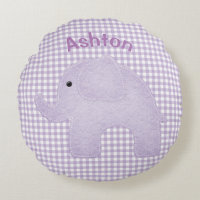 Personalized Elephant Purple Plaid Gingham Nursery