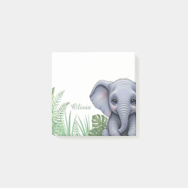 Personalized Elephant Safari Sticky Notes (Front)