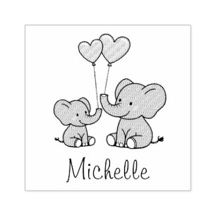 Personalized Elephant Silhouette Rubber Stamp