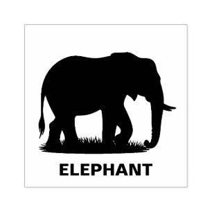 Personalized Elephant Silhouette Rubber Stamp