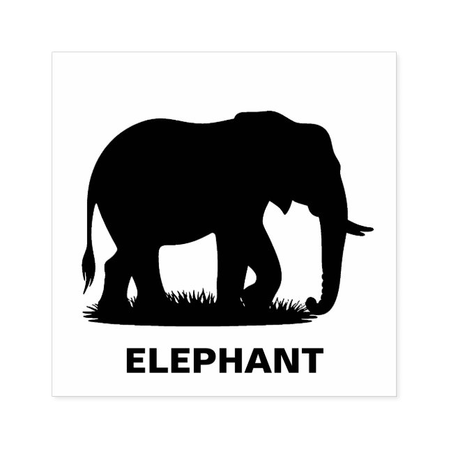Personalized Elephant Silhouette Rubber Stamp (Imprint)