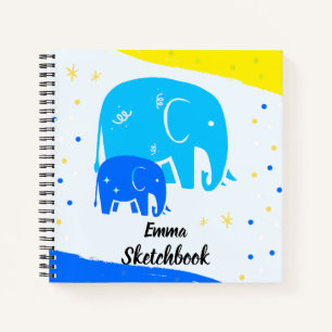 Personalized Elephant Sketchbook for Kids Notebook