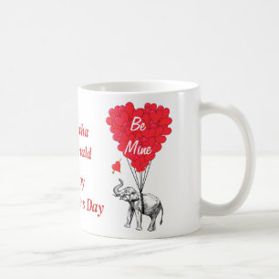 Personalized  elephant Valentines day Coffee Mug