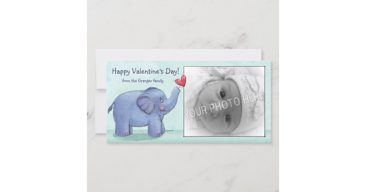 Personalized Elephant Valentine's Day Photo Cards | Zazzle