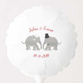 Personalized Elephant Wedding Cute Bride & Groom Balloon by EleSil at Zazzle