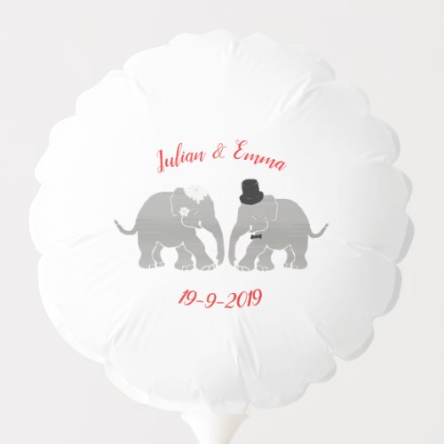 Personalized Elephant Wedding Cute Bride  Groom Balloon