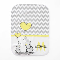 Personalized Elephant Yellow Grey White Chevron Baby Burp Cloth Personalized Elephant Yellow Grey White Chevron Baby Burp Cloth