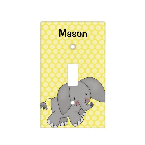 Personalized Elephant Yellow Polka Dot Kids Light Switch Cover