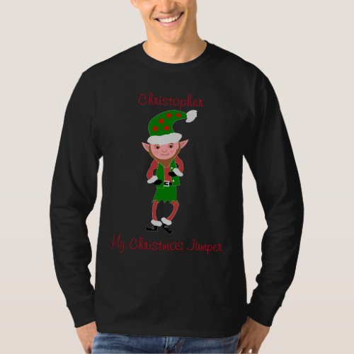 Personalized Elf Design Christmas T_Shirt