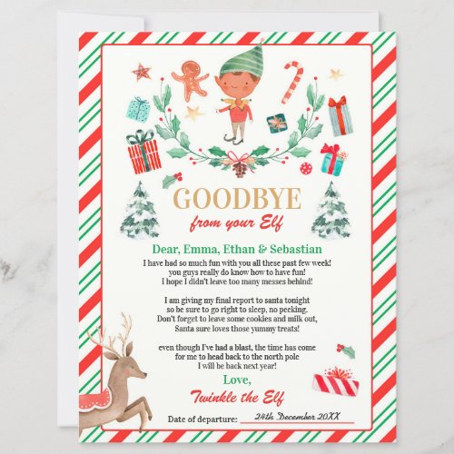 Personalized Elf Goodbye Letter Elf Holiday Card