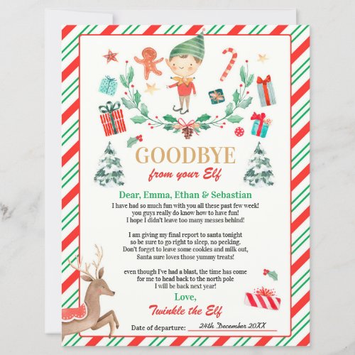 Personalized Elf Goodbye Letter Elf Holiday Card