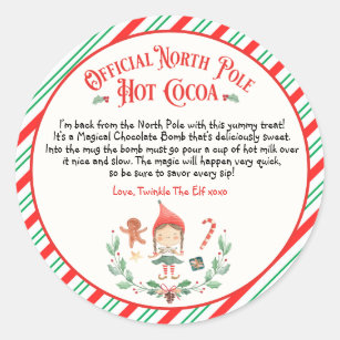Personalized Elf Hot Chocolate Bomb Arrival Gift Classic Round Sticker
