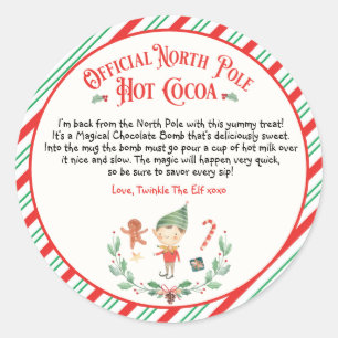 Personalized Elf Hot Chocolate Bomb Arrival Gift Classic Round Sticker