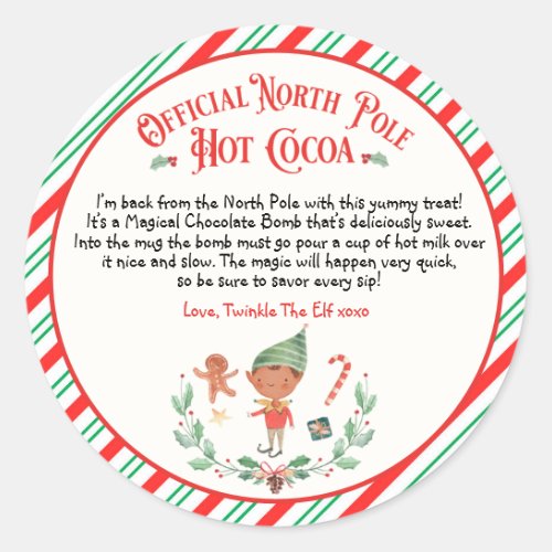 Personalized Elf Hot Chocolate Bomb Arrival Gift Classic Round Sticker