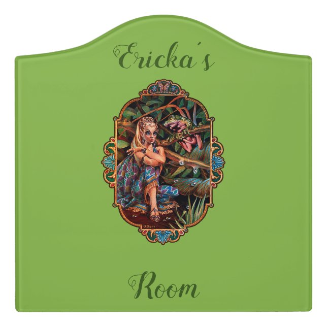 Personalized Elf Princess Door Sign (Large Crest Front)