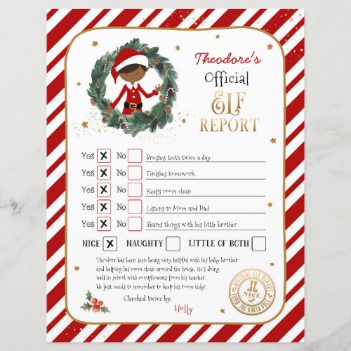 Personalized Elf Report Card