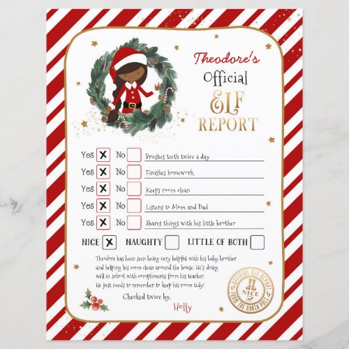 Personalized Elf Report Card