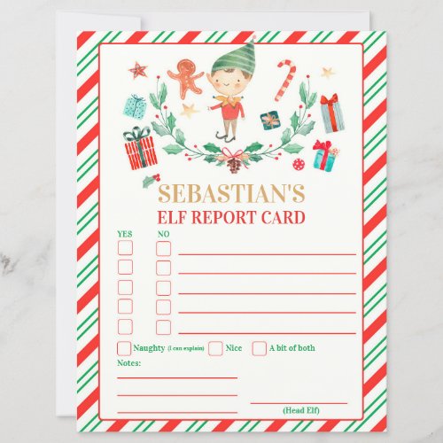 Personalized Elf Report Card Elf Holiday Card